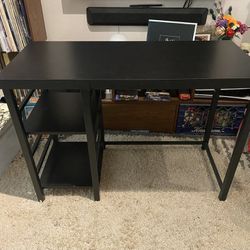 Black Wooden Desk With Metal Frame 
