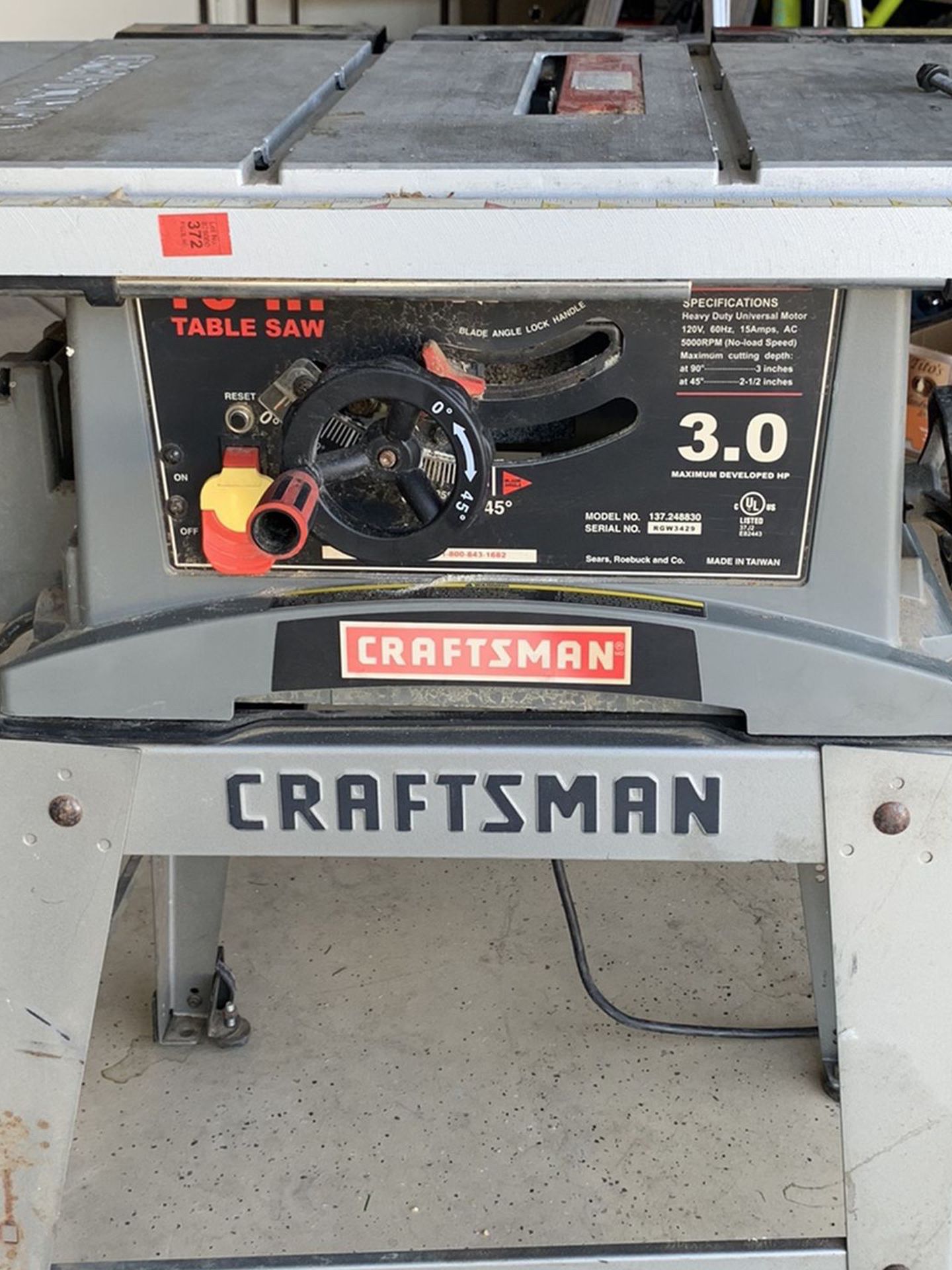 Craftsman table saw 10 inch 3.0 HP With guard and fence for Sale in ...