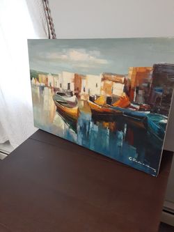 Oil painting in a canvas