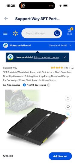 Support Way 3FT Portable Wheelchair Ramp with Quick-Lock, Black Seamless Non-Slip Aluminum Folding Handicap Ramp,Threshold Ramp for Doorways, Wheel Ch