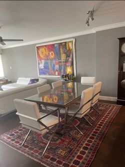 MH2G "Amalfi" 77" Reclaimed Railway Wood Dining Table w/ Tempered Glass Top