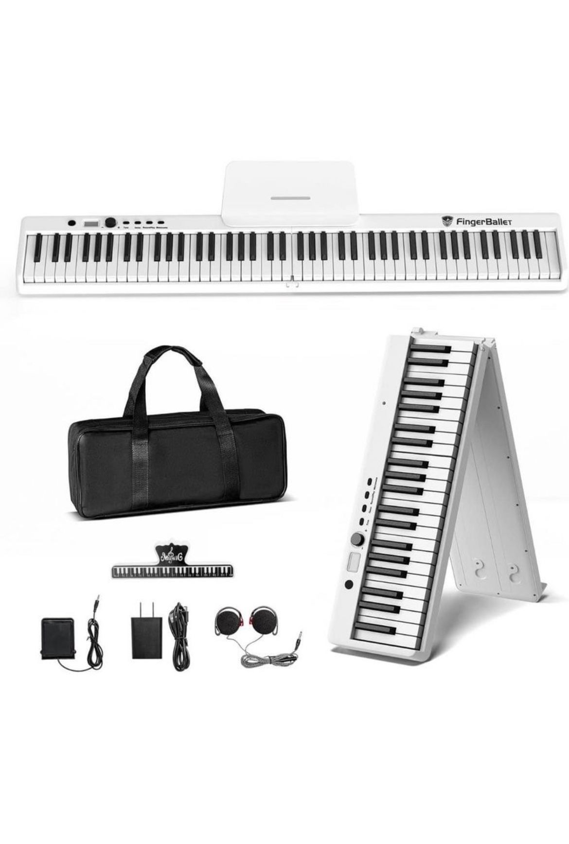 Portable Piano Keyboard, Semi-Weighted Folding Digital Piano 88 Key