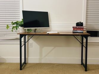 Rustic brown computer with side headphone hook