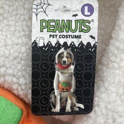 NWT 2pc Snoopy Dog Halloween Costume Holding Pumpkin Size Large