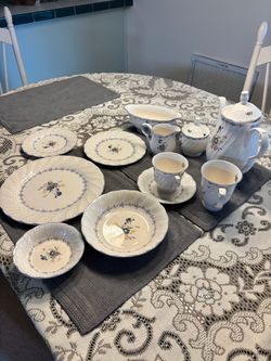 White Floral Porcelain Tea and Dinnerware Set