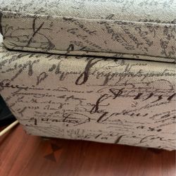 Script Fabric Storage Ottoman w/ Tray Top