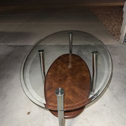 Glass Coffee Table – Modern Chrome & Wood