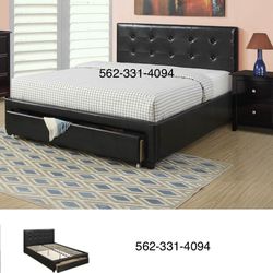 Queen Black Storage Bed With Nice Mattress Included 