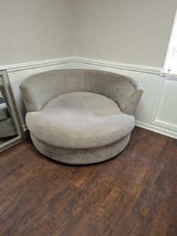 Oversized Round Swivel Cuddle Chair + Large Framed Wall Mirror - Both for $150