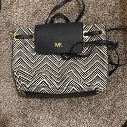 (Brand New With Tags) MICHAEL KORSJunie Medium Woven Leather Backpack - ADMIRAL/OPWT