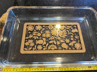 MCM 60’s Fire king Glass Baking Dish Metallic Gold “Persian Garden”Pattern