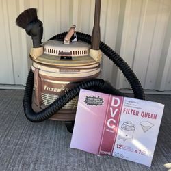 Vintage Filter Queen Vacuum Cleaner With 2 Attachments and New Filters