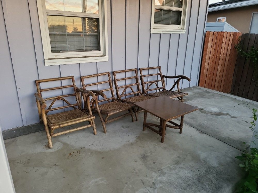 Bamboo Hand Woven Chairs And Tables