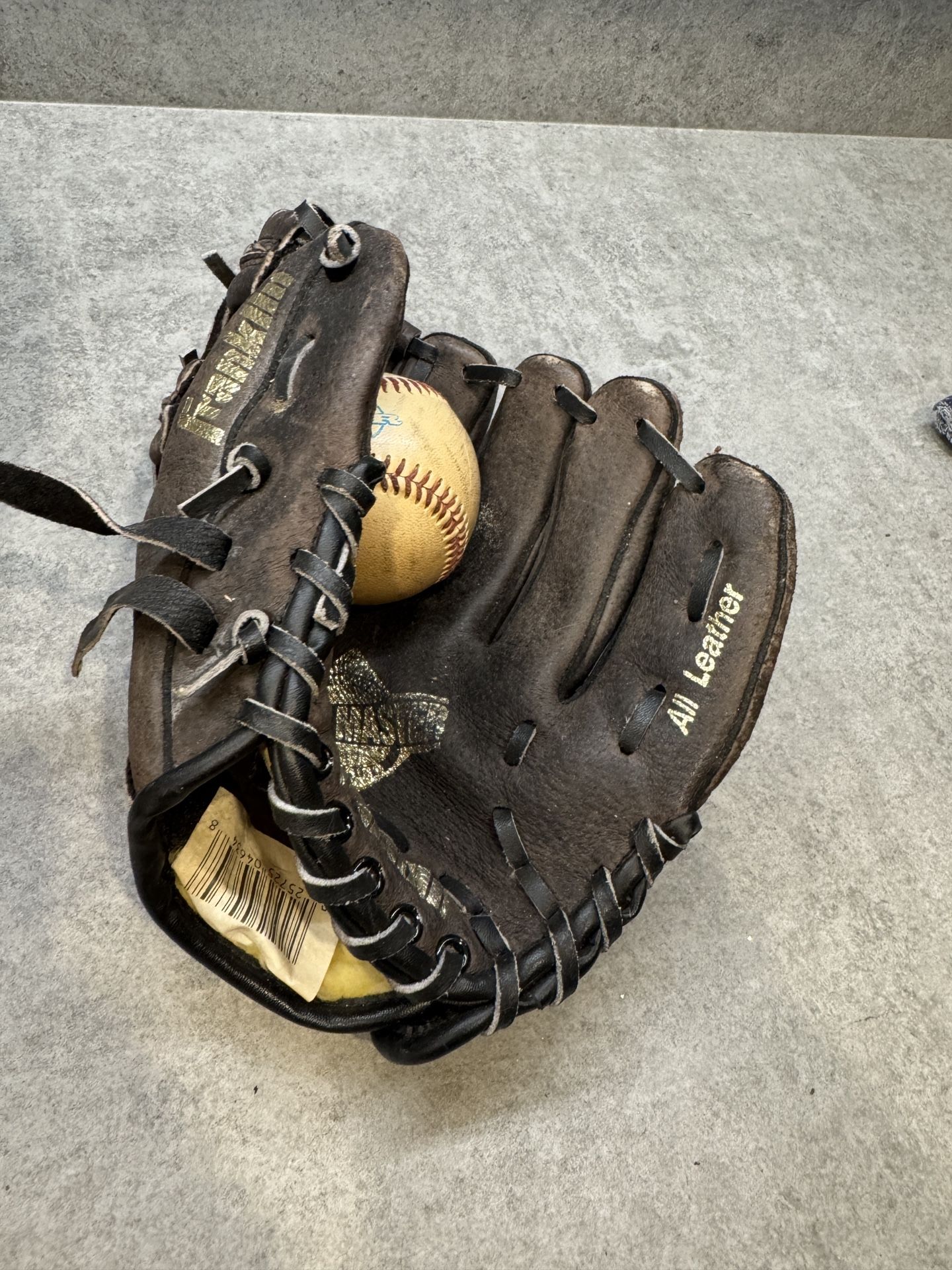 Child’s baseball mitt and ball