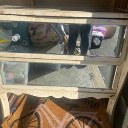 Distressed Mirrored 2 Door Dresser