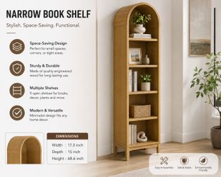 📚 Modern Narrow Bookshelf – Oak Finish