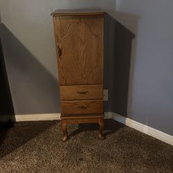 Wood Jewelry Armoire with Mirror – Standing Cabinet