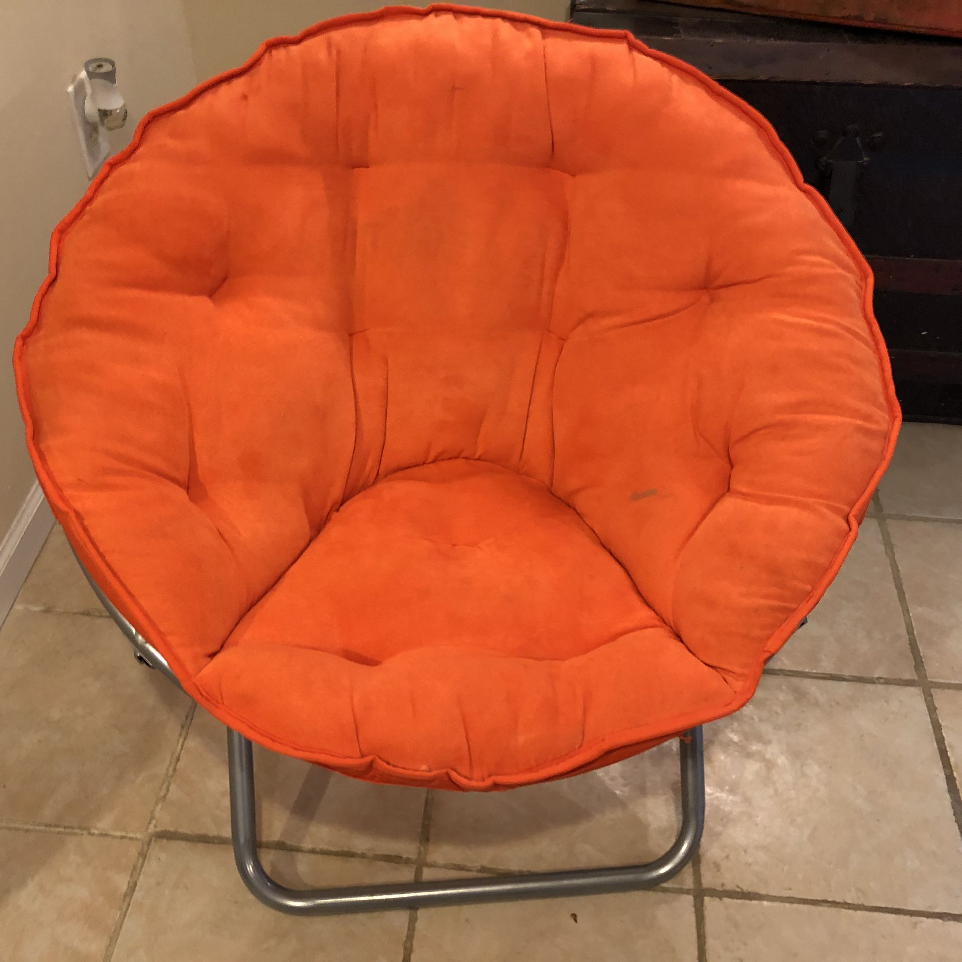 Orange adult size saucer chair