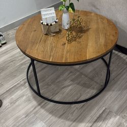 Modern Metal and Wood Coffee Table 