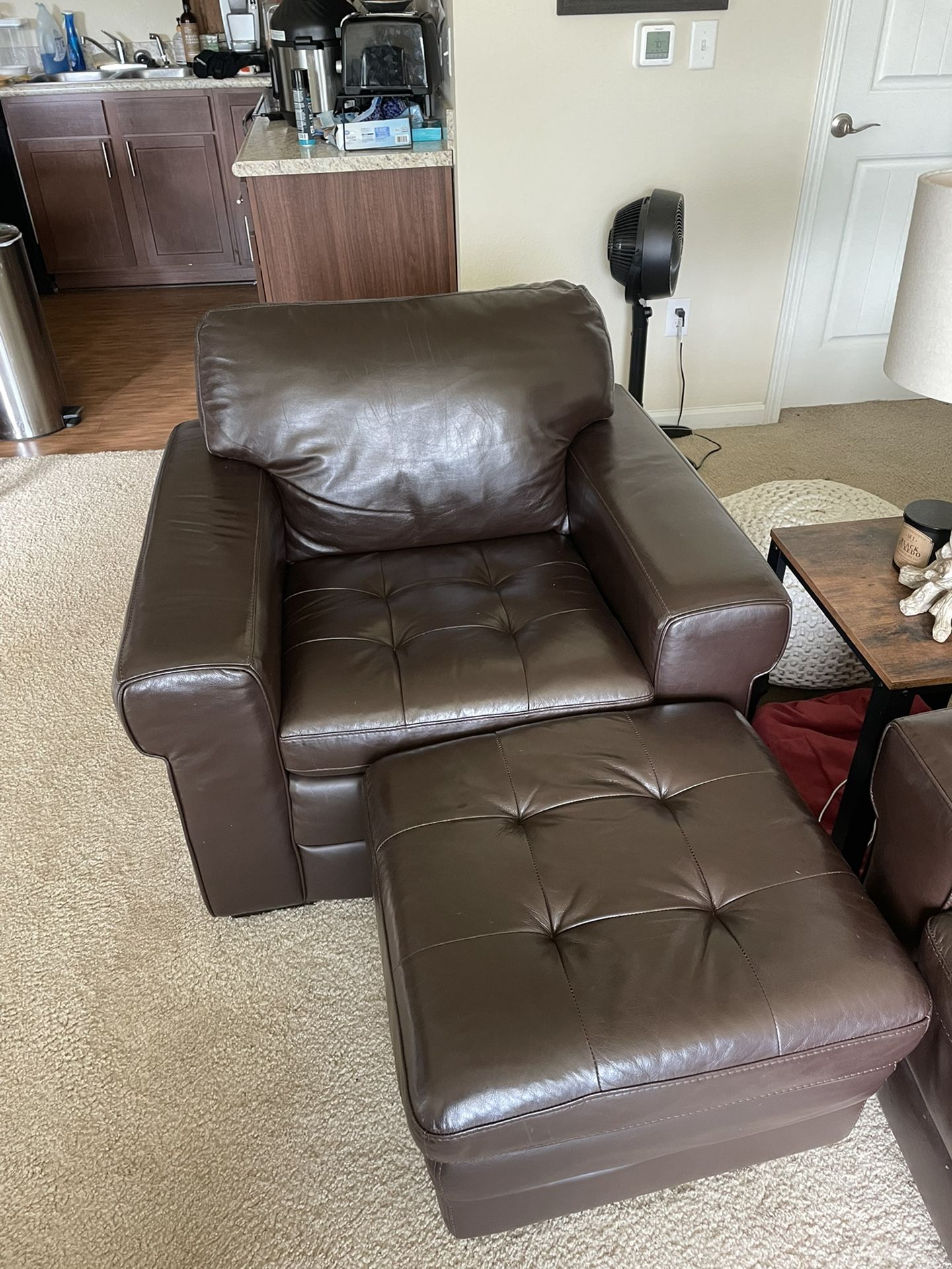 Leather Chair And Ottoman