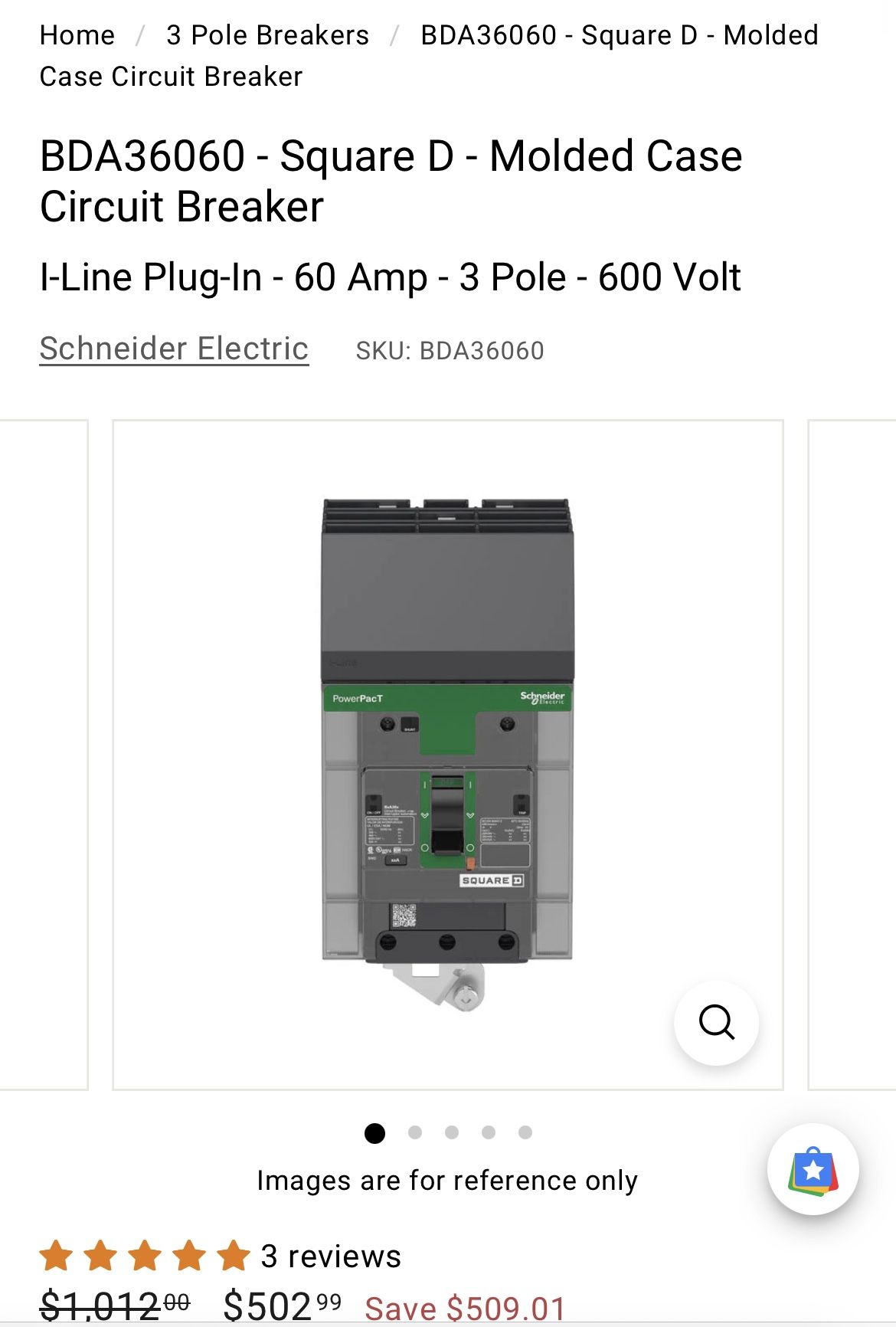 Square D Power Pact 600V Breakers