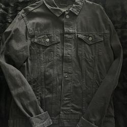 Forever 21 Men Denim Jacket Button Up Black