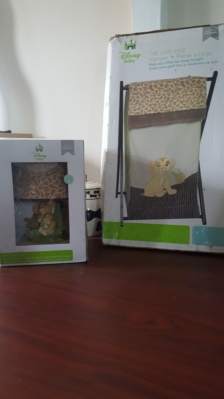 New in box, lion king hamper and lamp