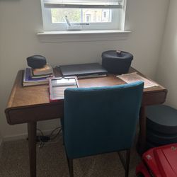 Wood Study Table And Chair Set