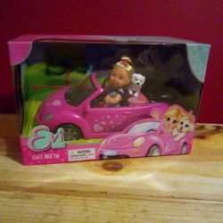 Eves Pink  Beetle With Dog 