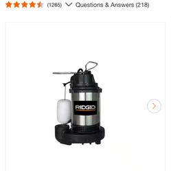 RIDGID 1 HP Stainless Steel Dual Suction Submersible Sump Pump