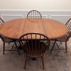 Ethan Allen Solid Maple Dining Set | Table + 6 Chairs + Pads