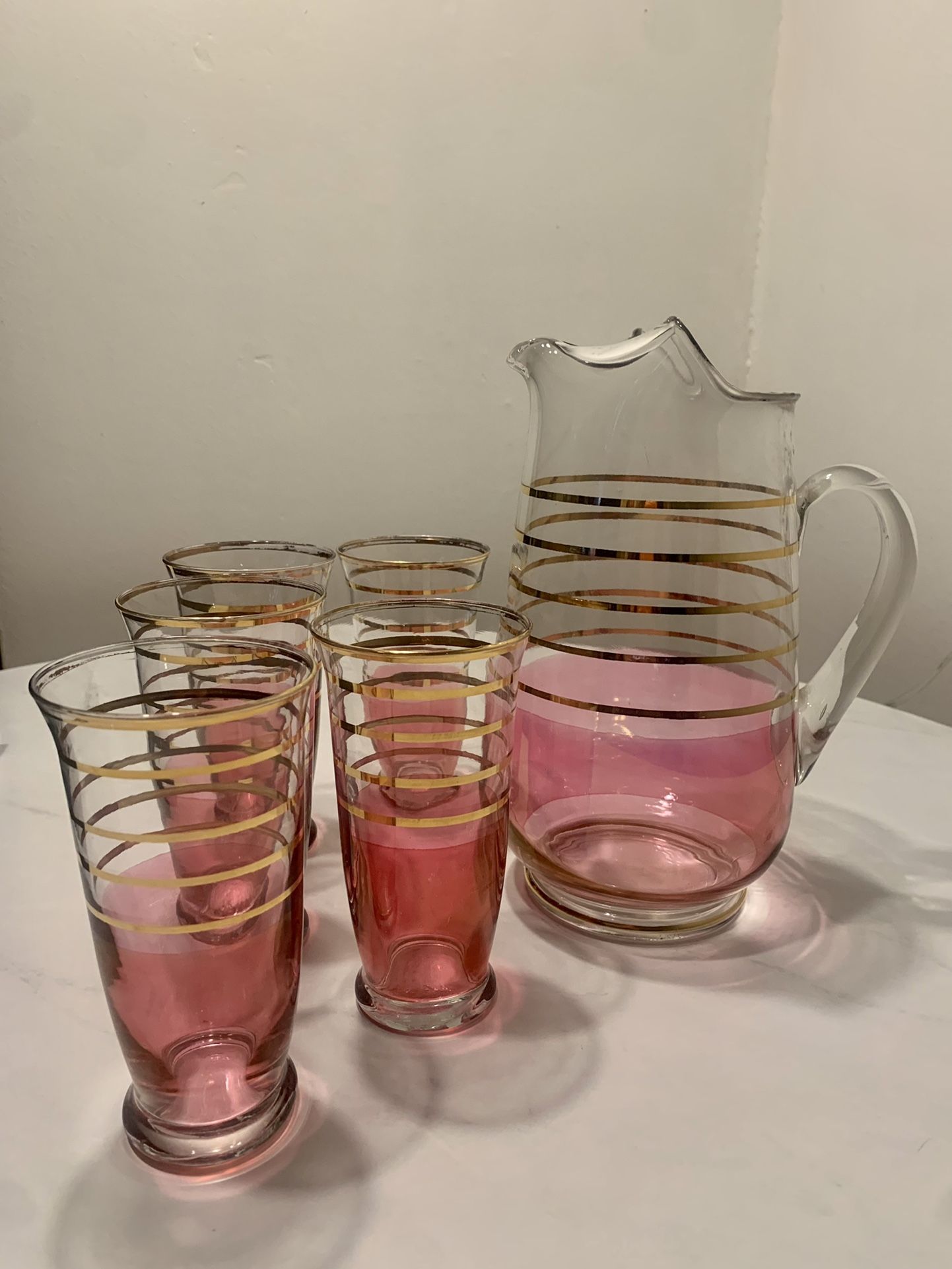 Vintage Pitcher Set Hollywood Regency Glass Set