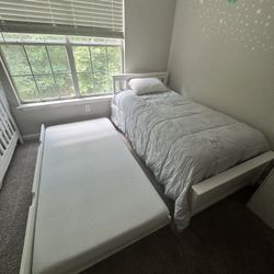 White Twin Bed With Trundle