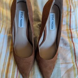 Pre-owned Steve Madden Brown Suede Block Heels Size 7 1/2