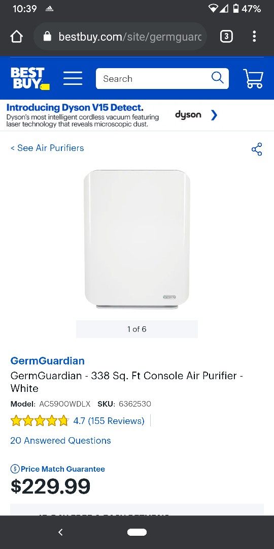 GermGuardian - 338 Sq. Ft Console Air Purifier
