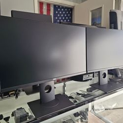Dual 24-inch LED 1080P Widescreen Flat Dell Monitors  On Single Stand.  HDMI, VGA, USB, DisplayPort 