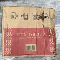 (QTY 2) BalanceFrom HEX-DB.30P Rubber Encased Hex Dumbbells, 30 lbs