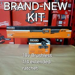 RIDGID
18V Brushless Cordless 1/4 in. Extended Reach Ratchet W/ Batteries  (2)Batteries 4.0 And Charger 