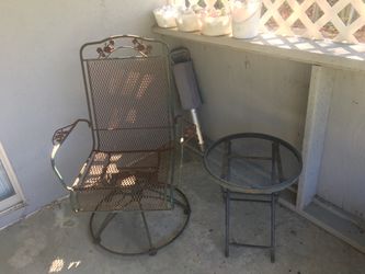 Wrought Iron Patio Chair and Side Table Set