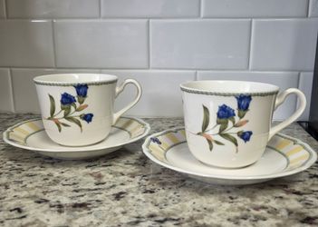 Set of 2 Noritake Summer Estate Cups and Saucers
