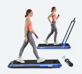 7.5MPH 2.25HP 2 in 1 Folding Under Desk Treadmill Remote Control APP, Single Display Screen - Navy Blue Walking/running  New in box