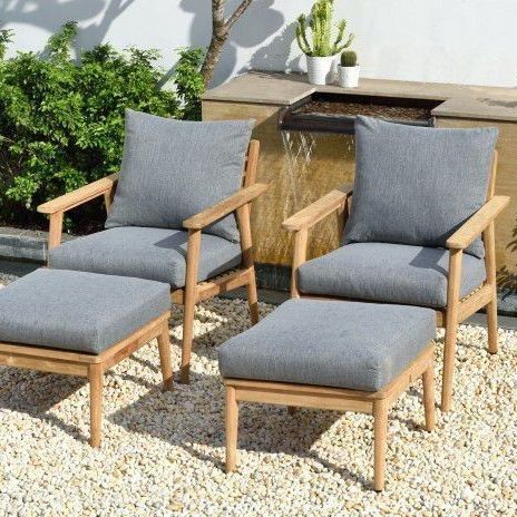 BRAND NEW FREE SHIPPING 4 Pieces 100% FSC Certified Teak Wood Arm Sofa Seating Set