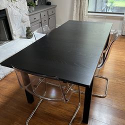 Solid Wood Adjustable Table With 4 Chairs