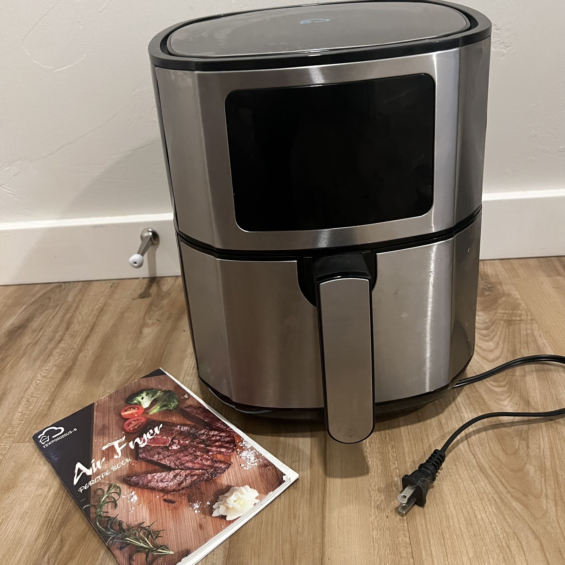 JUSTSTONE 6 Quart Nonstick, Stainless Steel, Oilless Air Fryer, 7-in-1 Electric Hot Air Fryer, LED Touch Control Panel