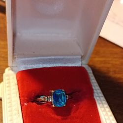 Rectangle Blue And Silver Setting Ring