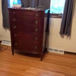Antique Dresser And Desk With Glass Top