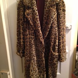 Fake Leopard Coat Size medium To Large Like New 