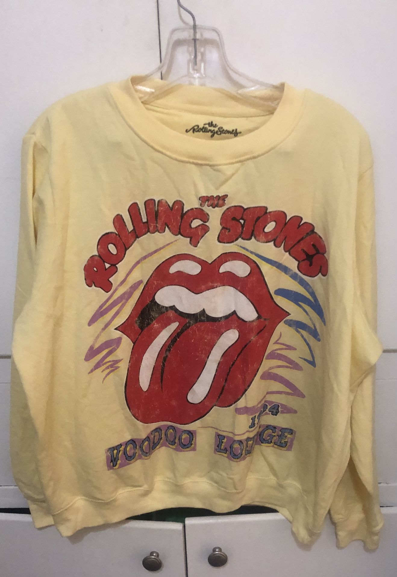 The Rolling Stones Voodoo lounge Yellow Sweatshirt Size XXL