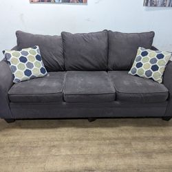 Gray Fabric Roll Arm Couch