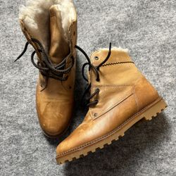 Vintage Women Blondo Shearling-Lined Leather Winter Boots – Size 6